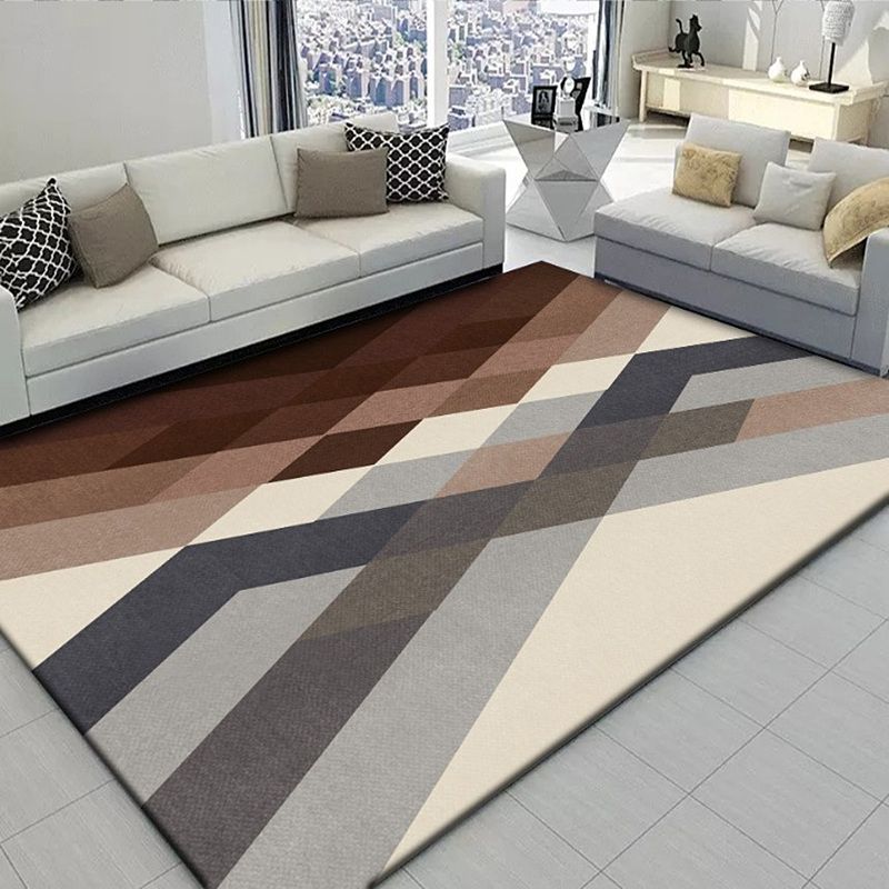 Bruin modern tapijt polyester grafisch tapijt wasbaar tapijt voor woonkamer