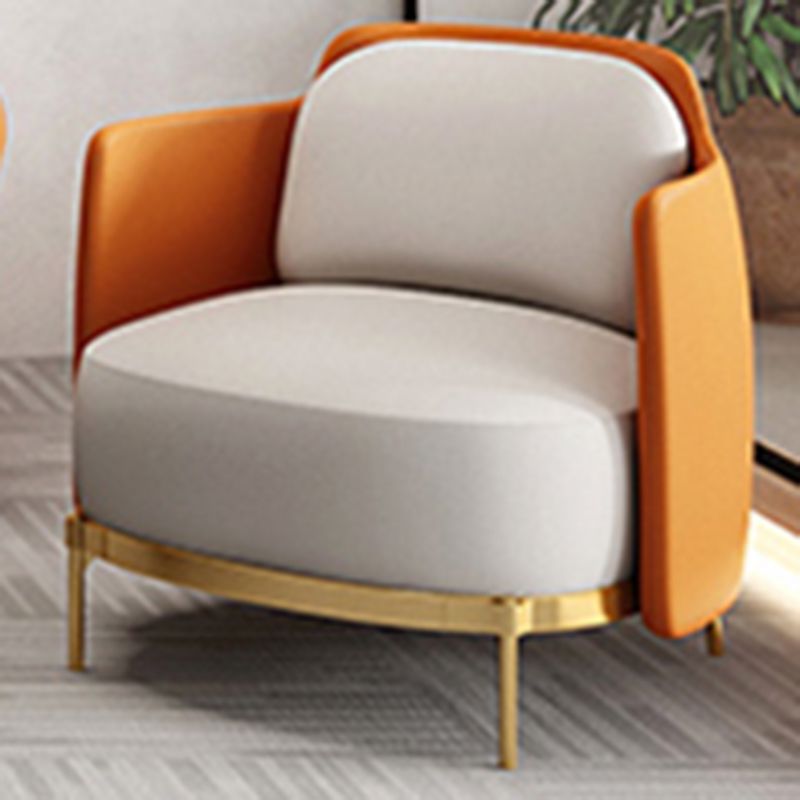 Contemporary Faux Leather Curved Sofa with Slopped Arm for Living Room