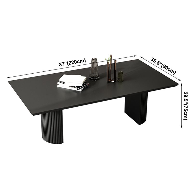 Simple Black Solid Wood Dining Table Rectangle Shape Standard Dining Table for Kitchen