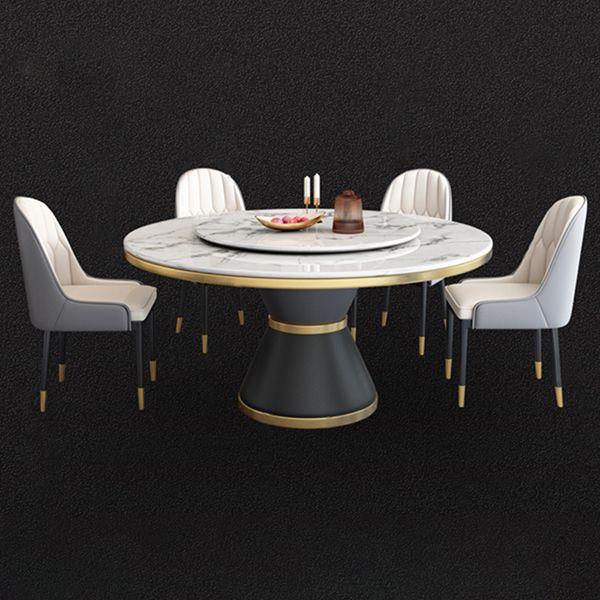 Round Modern Style Sintered Stone Dining Table Furniture with Metallic Base