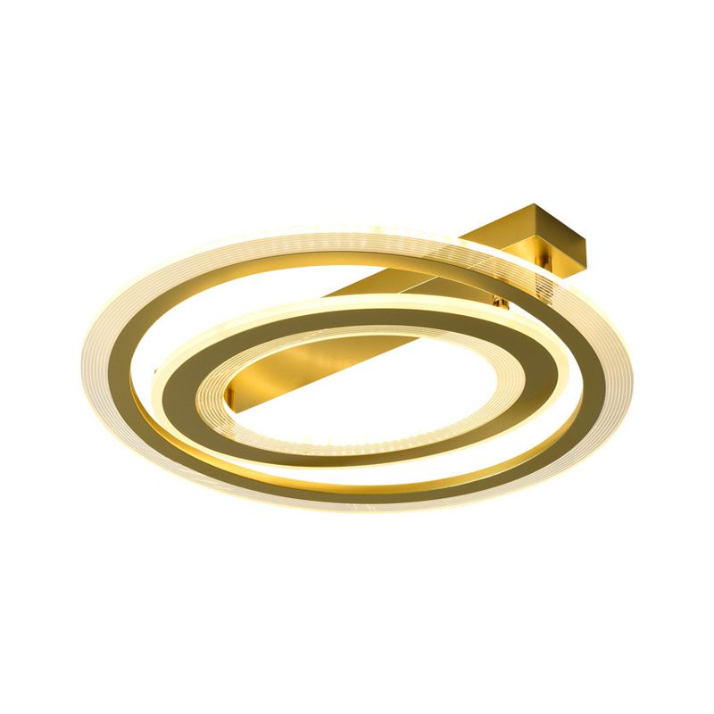 Metall Dual Ring Flush Lamp Einfachheit LED Deckenleuchte Licht in Gold für Schlafzimmer, 16 "/19.5" W