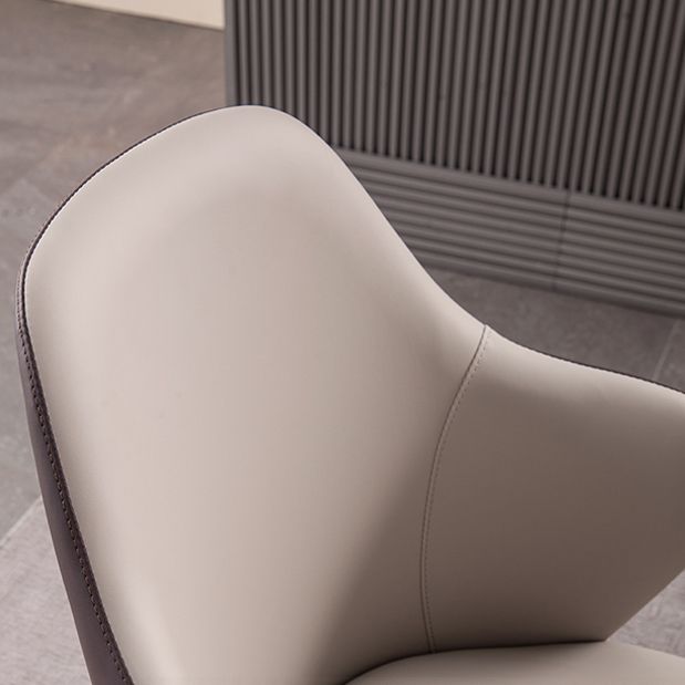 Faux Leather Dining Chairs Wingback Side Chair with Metal Base