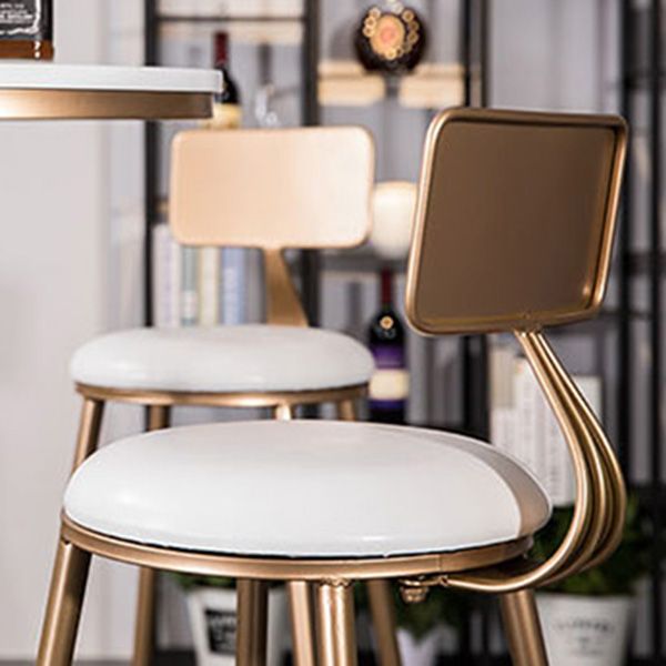 Scandinavian Coffee Shop Counter Stools Footrest Metal Backrest Gold Frame Bar Stool