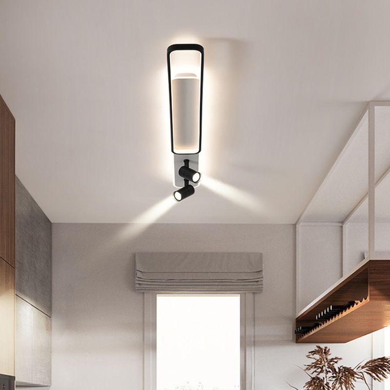 Zwart rechthoekige LED Semi Flush plafondlicht in moderne beknopte stijl acrylspoeling voor woonkamer