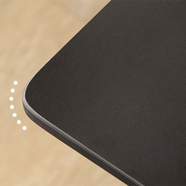 Modern Rectangular Black Stone Top Dining Table with 4 Solid Wood Legs