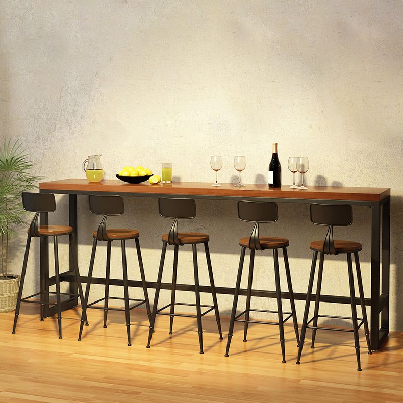Solid Wood Pub Height Table Trestle Industrial Pub/Bar Dining Table