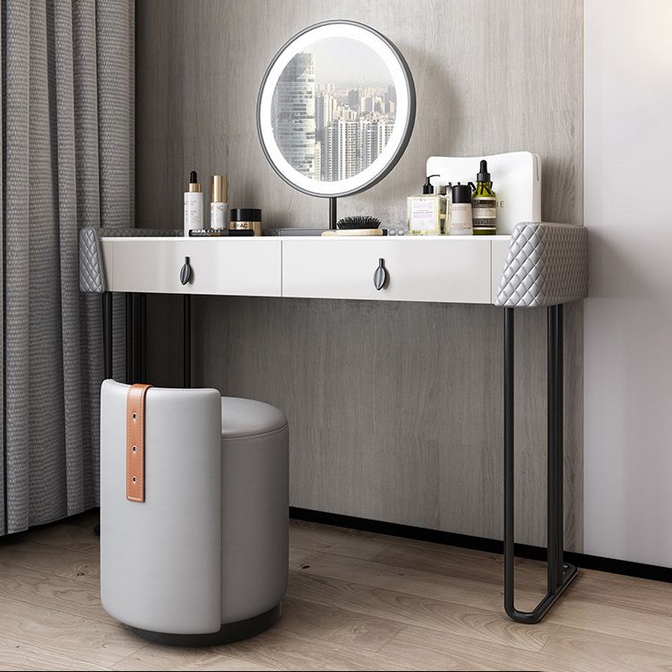 Gray Vanity Desk with 2 Storage Drawers 17.32" Wide Wood Vanity Set, Modern Style