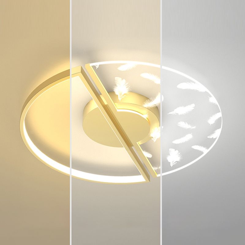 Stagger Geometric Feather LED Ceiling Fixture in Modern Creative Style Wrought Iron Indoor Ceiling Light in Gold