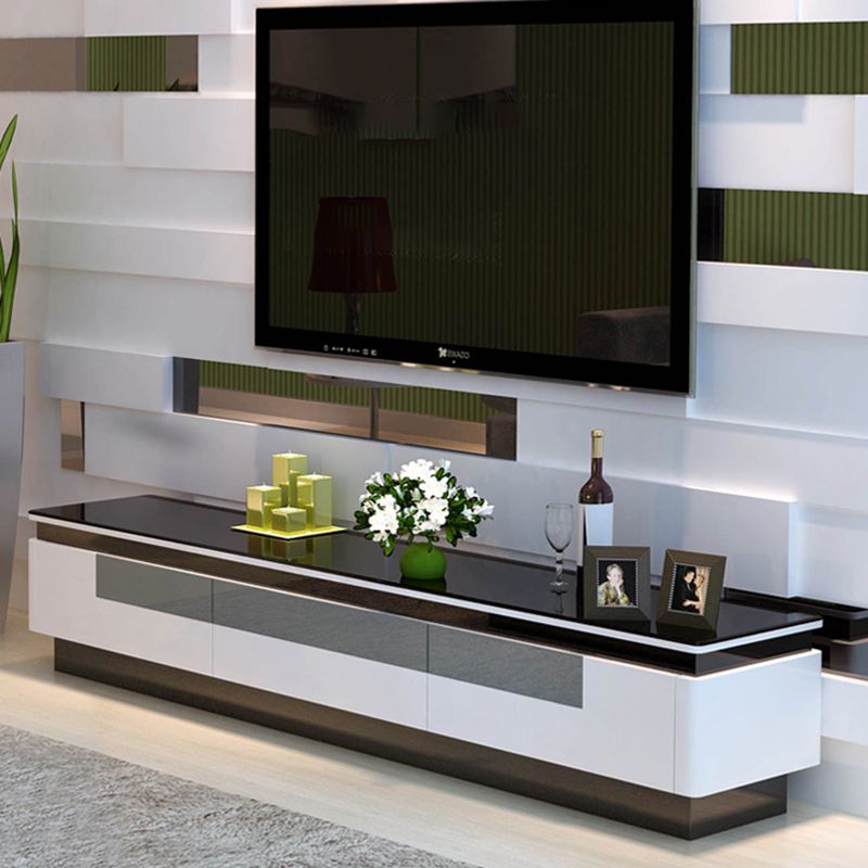 Glass TV Media Console Glam Media Console TV Stand with 3 Drawers