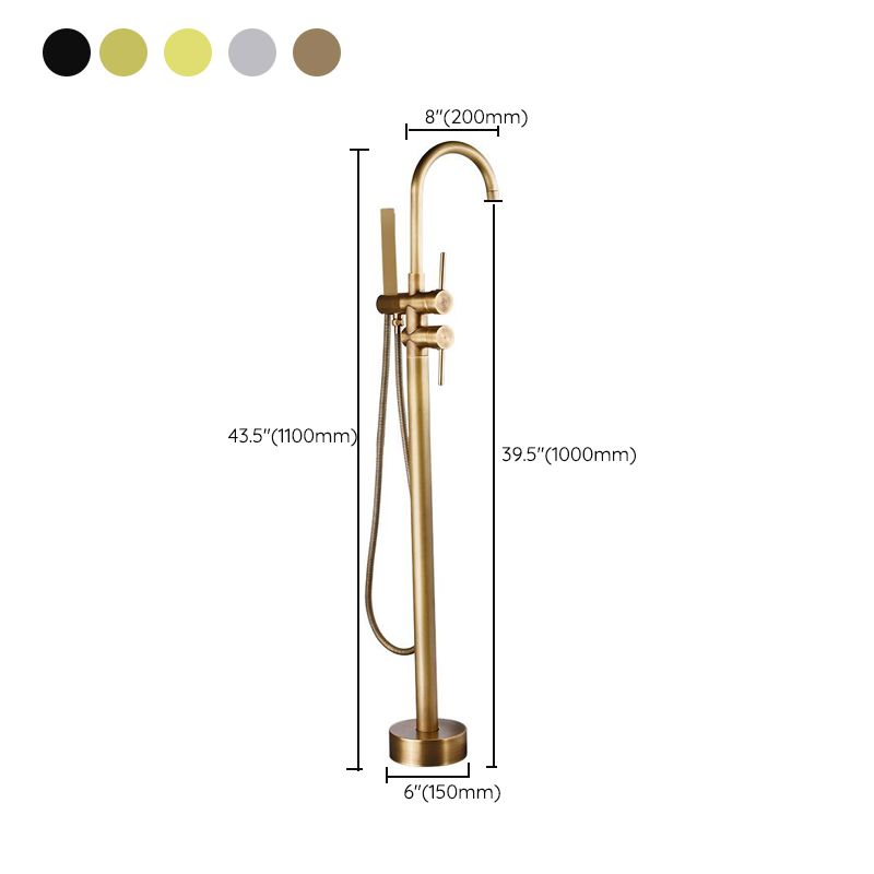 Traditional Floor Mounted Metal Freestanding Tub Filler High Arc Freestanding Faucet