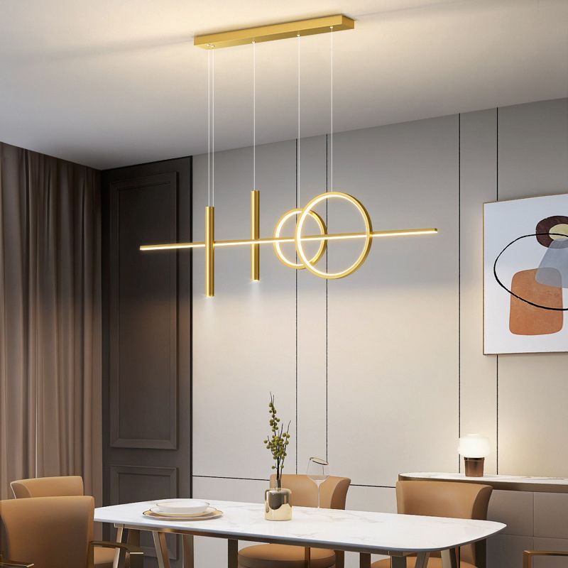 5-Light Modernism Golden/Black Island Lighting LED Ceiling Light for Kitchen