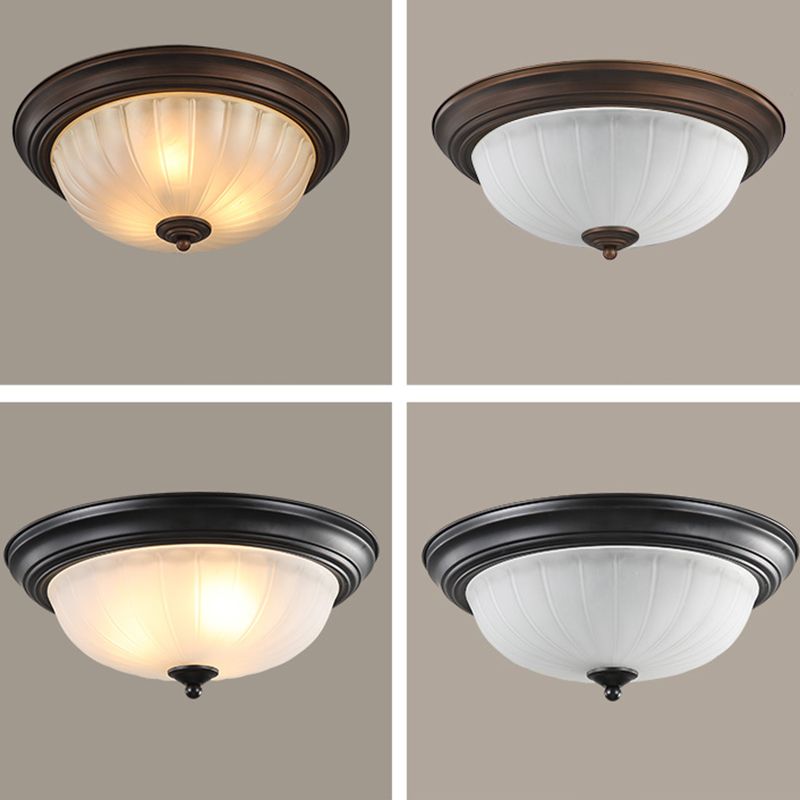 Classic Dome Shaped Ceiling Lighting Frosted Glass Flush Mount Light Fixture for Bedroom