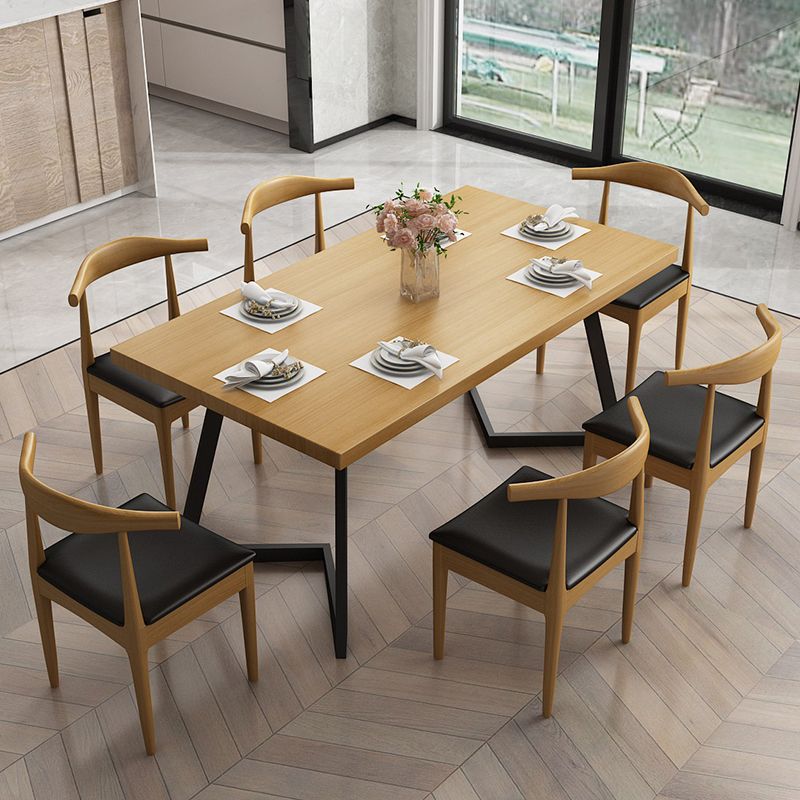 Industrial LightWood Dinette Set 1/2/7 Pcs Solid Wood Furniture for Home