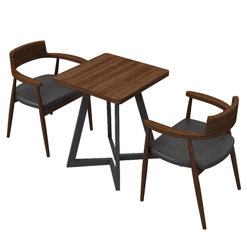 Table de salle à manger industrielle Table en bois massif avec double piédestal noir