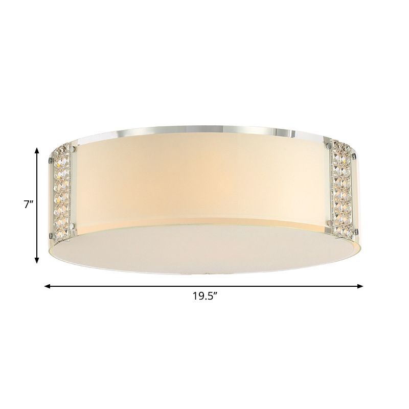 8 Lichter Drum Flush Beleuchtung Moderne Opalglas Indoor Beleuchtung mit Clear Crystal Accents