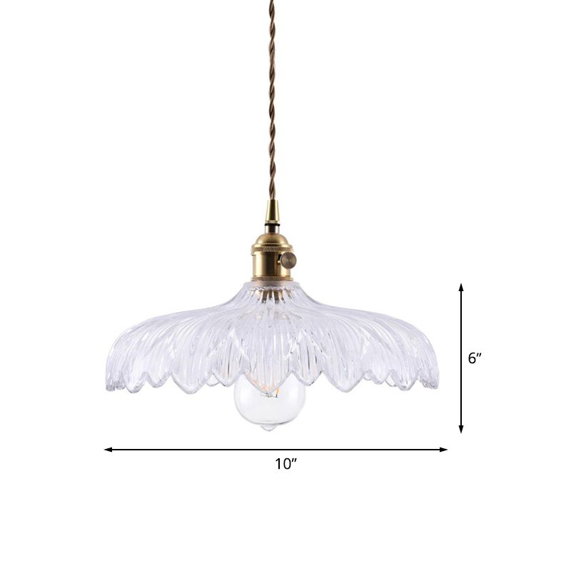 10 "/ 12" de large parapluie moderne pendant blanc Prismatic Glass 1-Light Restaurant Suspension Lampe en laiton