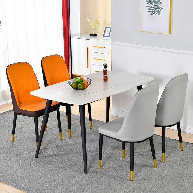 Juego de sillas de metal escandinavo, silla auxiliar de comedor con respaldo sólido de cocina (juego de 4)