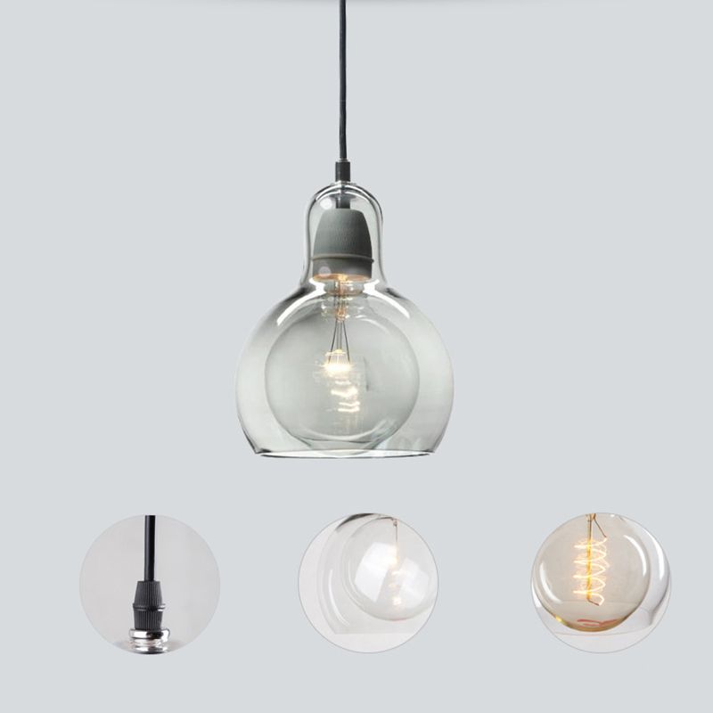Moderne künstlerische Drum Anhänger Leichte schmiedeeisere Hanglampe mit Doppelglasschatten