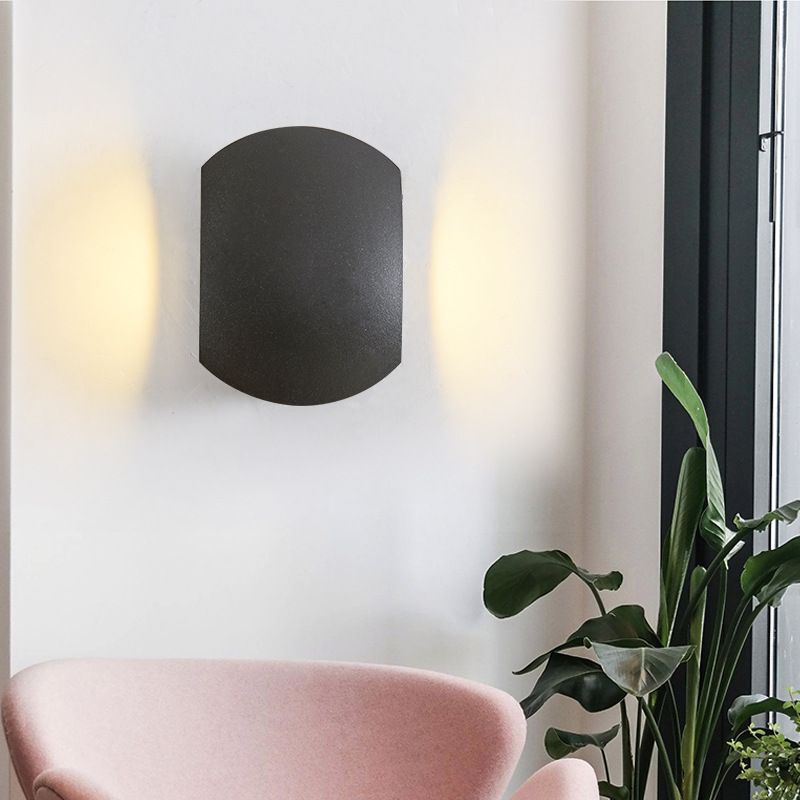 Lumière murale ronde extérieure en aluminium contemporain applique noire luminaire en chaud / blanc