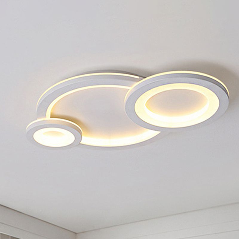 Éclairage encastré LED moderne avec abat-jour en acrylique plafonnier rond gris/blanc en lumière chaude/blanche