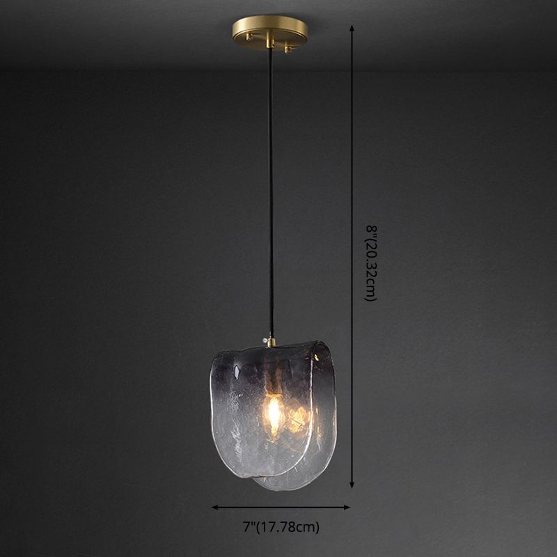 Gradiënt rookglasschaalvormige hanger postmodern 1-licht messing schorsingslicht voor restaurant voor restaurant