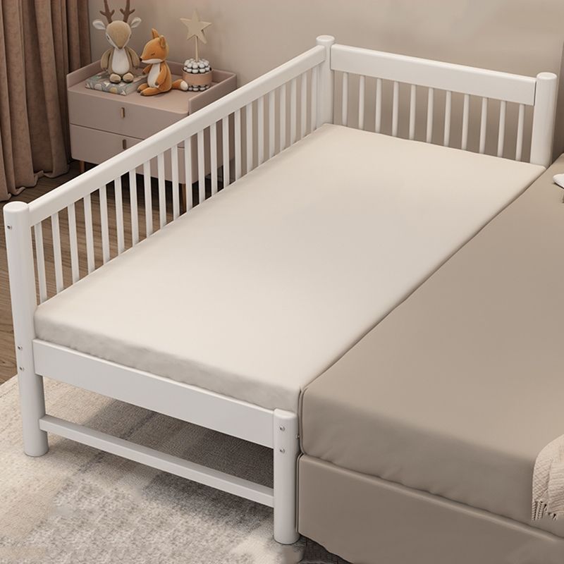 White Baby Crib Scandinavian Beech Nursery Crib with Guardrails