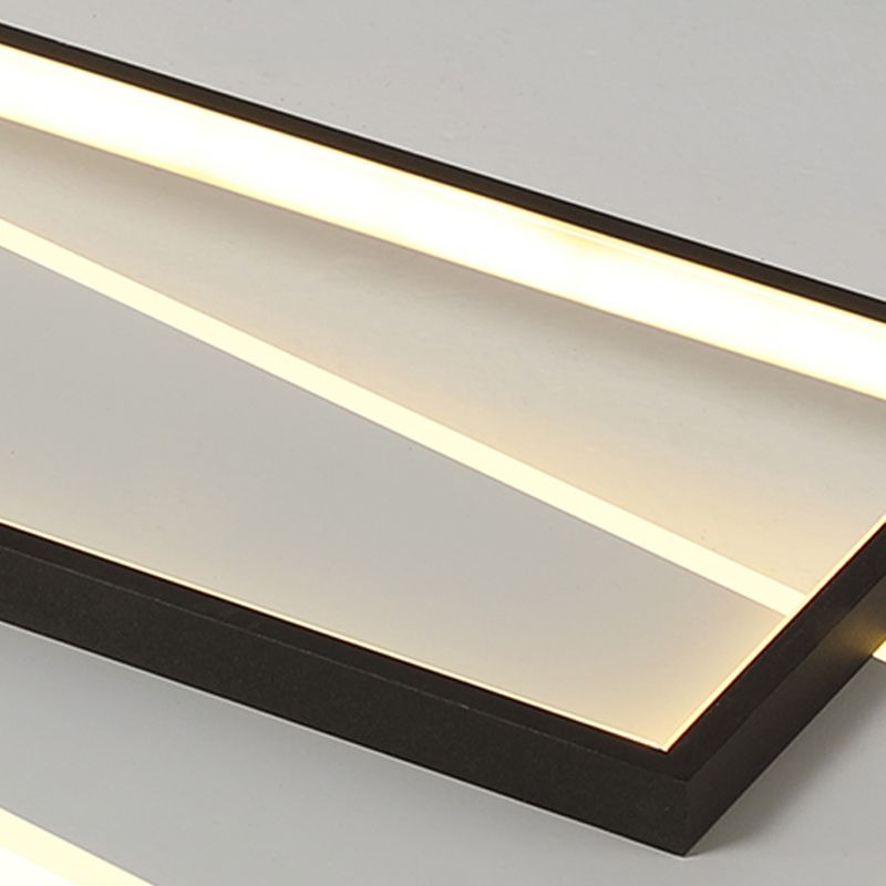 Metal Rectangular Close to Ceiling Lighting Modern LED Black Ceiling Light