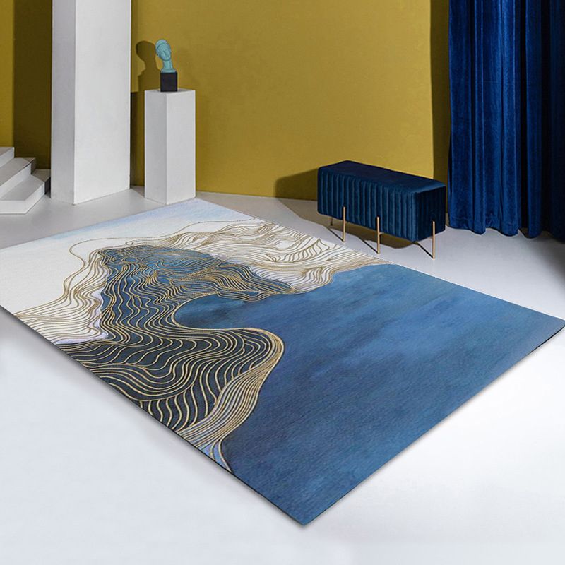 Contemporary Home Decoration Rug Marble Printed Carpet Polyester Non-Slip Backing Indoor Rug