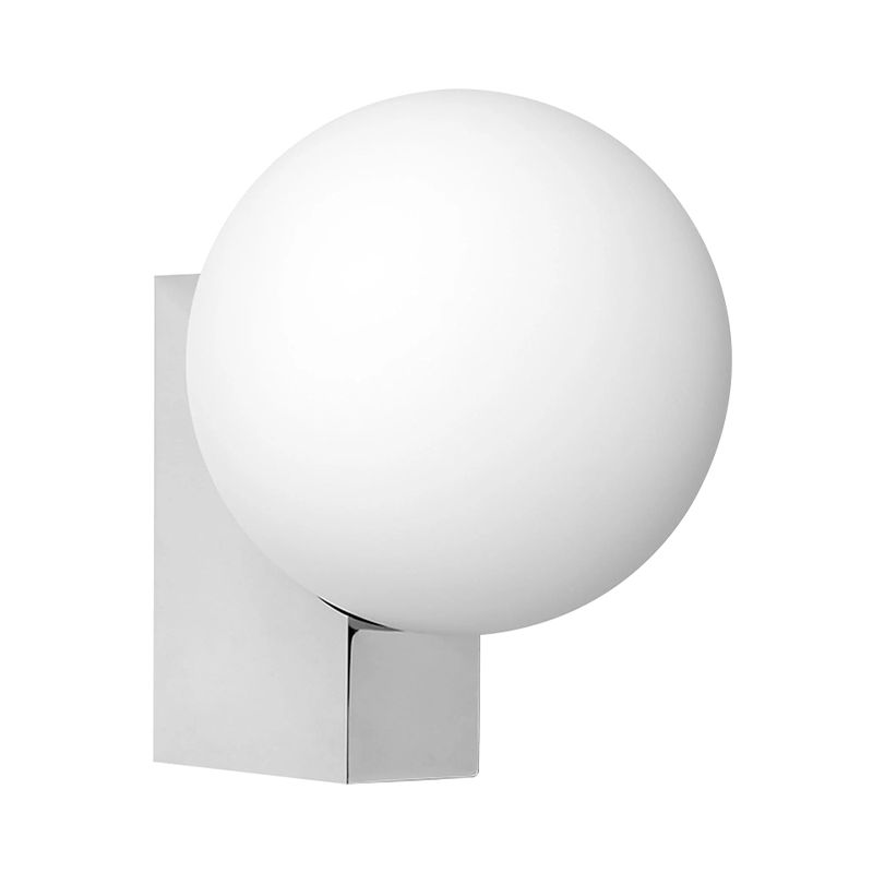 Postmodern Style Minimalist Metal Wall Light Sconce with Glass Shade for Washroom