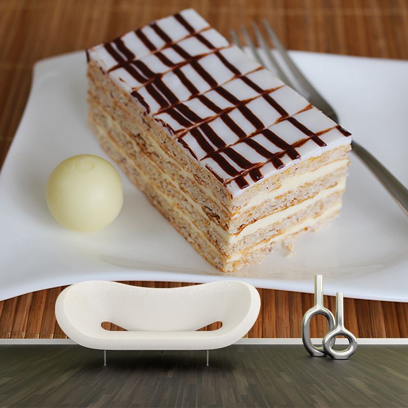 Simple Cake Mural Wallpaper Custom-Printed Moisture Resistant for Cake Shop