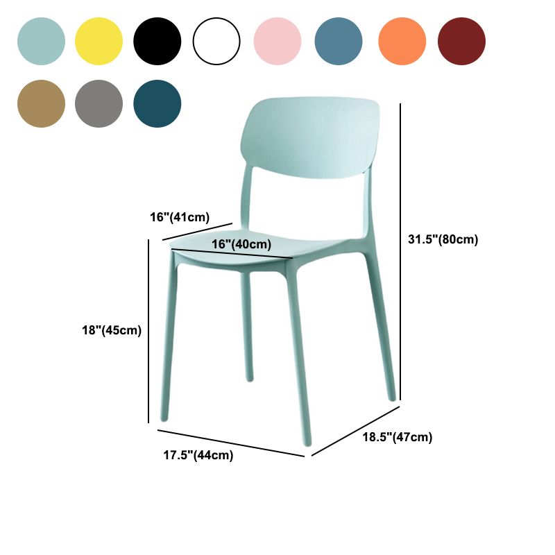 Scandinavian Open Back Dining Chairs Plastic Armless Dining Side Chair