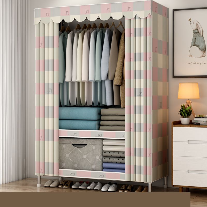 Contemporary Style Metal Wardrobe Cloth Rod Included Wardrobe Closet with Legs