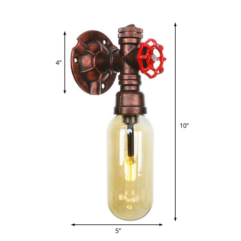 1 Leichte Bernsteinglaswand Lampe Industrie verwitterte Kupfer Oval Schatten Schlafzimmer Leuchte, 9,5 "/10"/12 "H