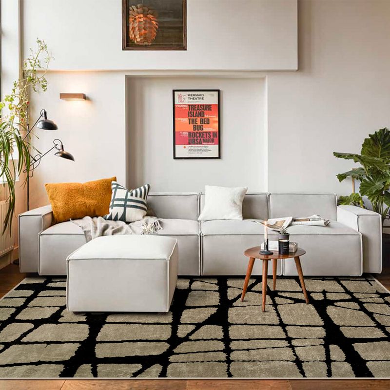 Stylish Geometric Print Rug Modern Polyester Area Rug Stain Resistant Carpet for Home Decor