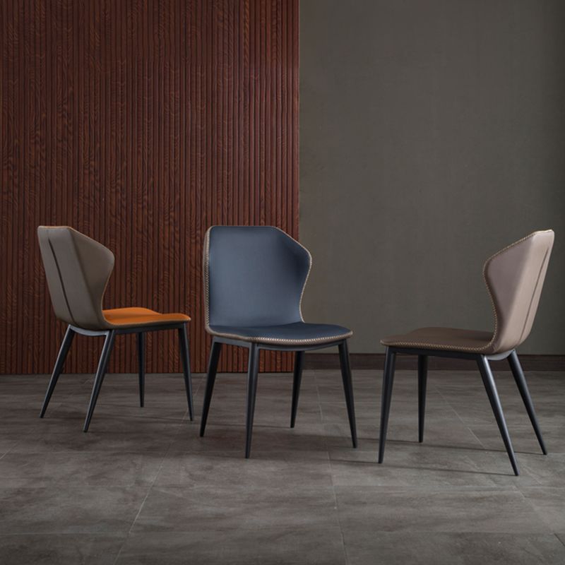 Sillas de comedor de piel sintética de estilo industrial Silla lateral con respaldo lateral
