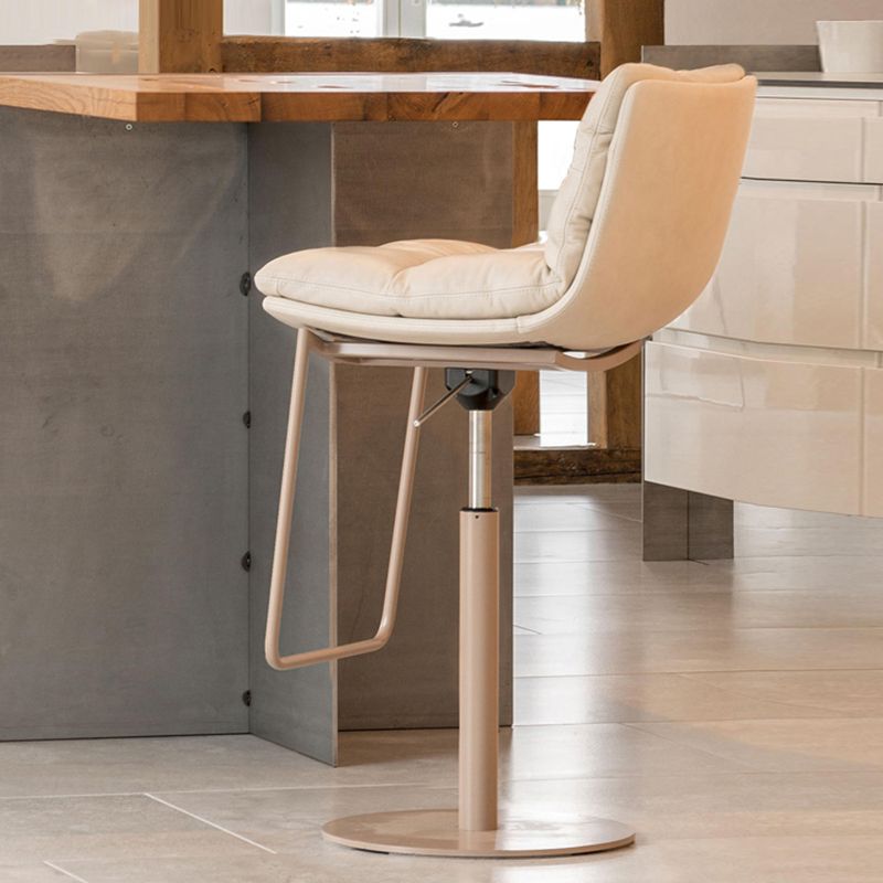 Glam Style Armless Counter Stool Leather Saddle Seat Bar Stool for Indoor