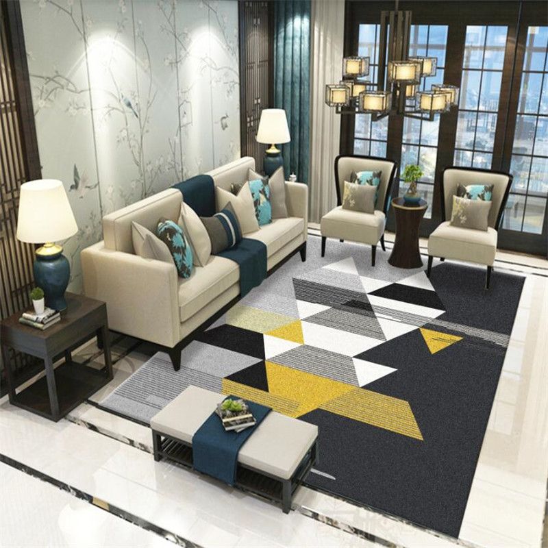 Modern Geometric Indoor Rug Leisure Patchwork Area Rug Polyester Carpet for Living Room