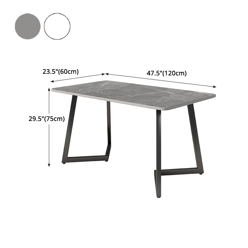 Modern Black Iron Dinette Set 1/2/5/7 Pieces Rectangle Sintered Stone Top Dining Table Set