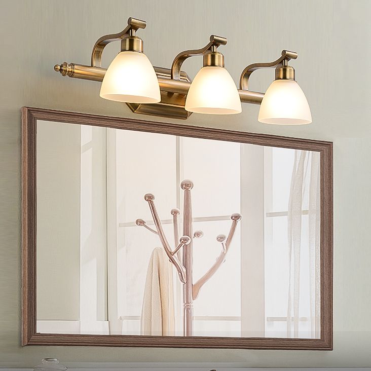 American LED Bath Vanity Lighting Brass Bathroom Lighting for Makeup in Frosted Glass Shade