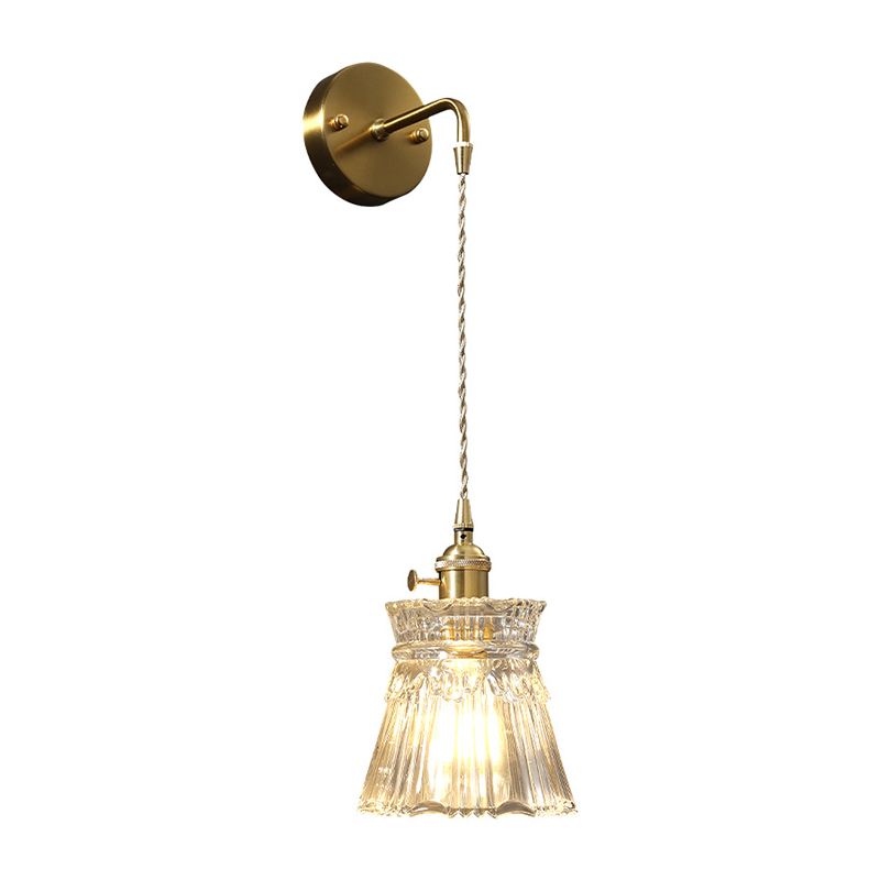 Geometric Shape Glass Vanity Lamp Modern Style 1 Light Vanity Light Fixture in Brass