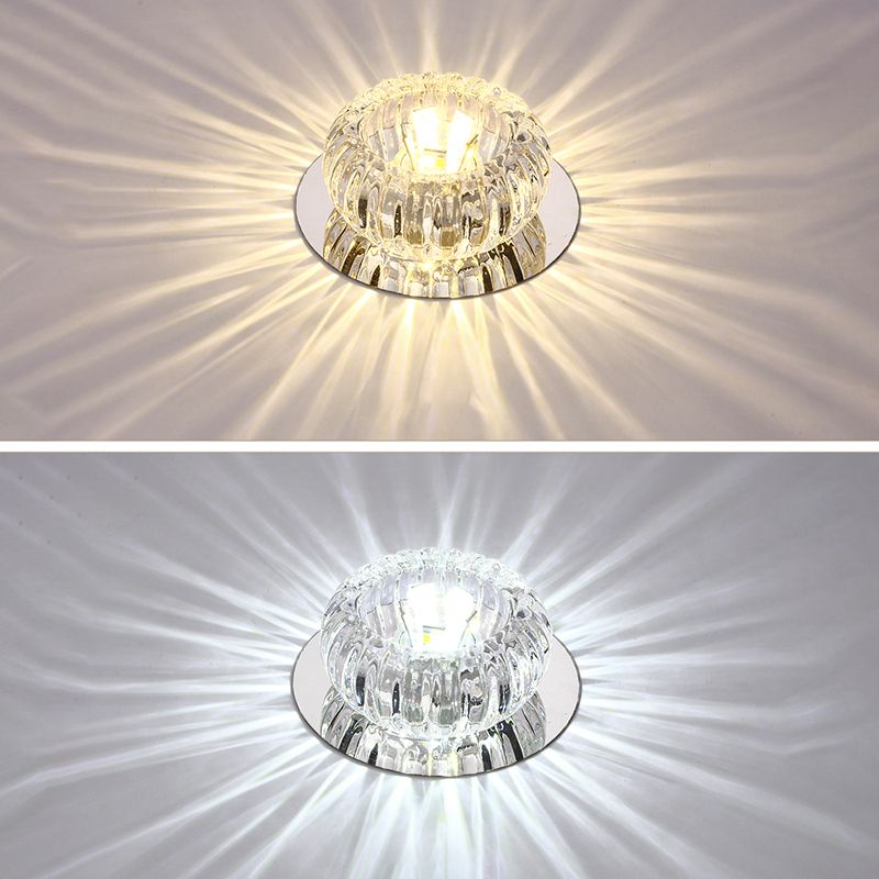 LED Crystal Ceiling Light Modern Hallway Corridors Flush Mount Ceiling Light with Hole 2-3.5'' Dia