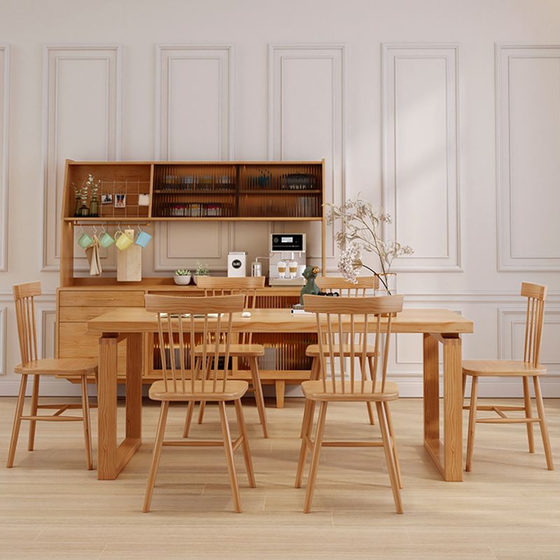 Contemporary Dinette Table Rectangle Solid Wood Dining Room Table in Natural