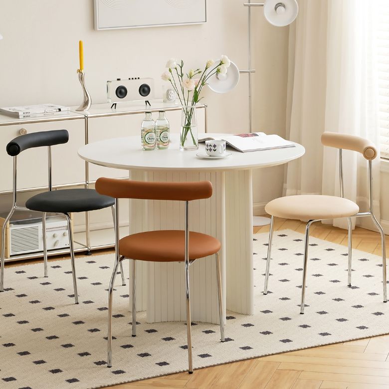 Modern Leather Side Chair Open Back Indoor Dining Chair for Home