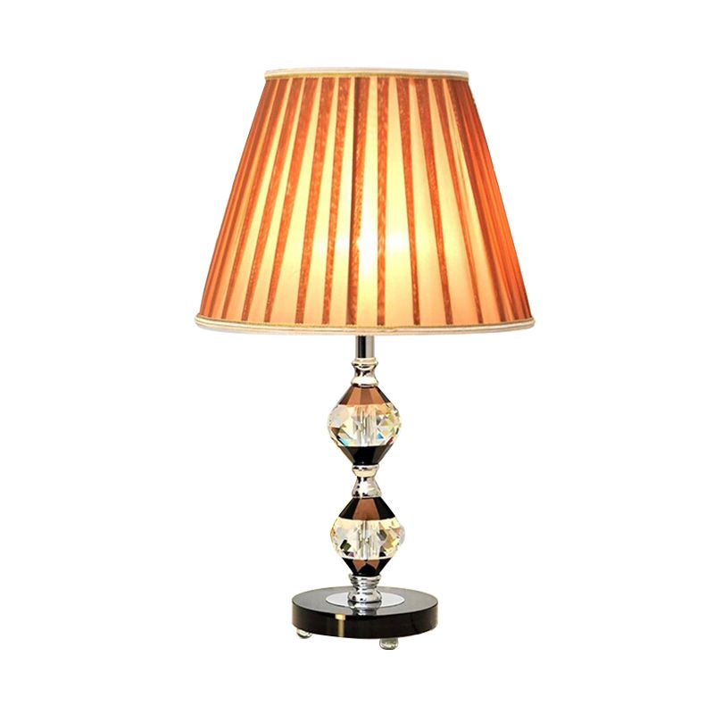 Lámpara de escritorio pequeña modernista de tela con pantalla cónica, 1 bombilla, color negro, para mesita de noche