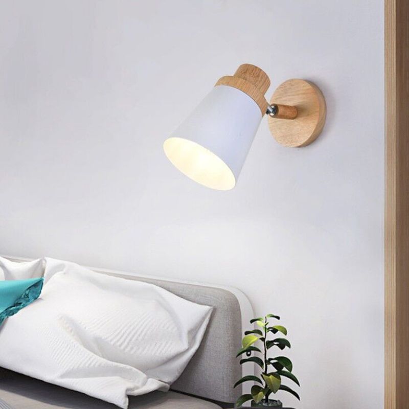 Nordic Style Holzwandlicht farbenfrohe einfache Wandleuchten für Schlafzimmer