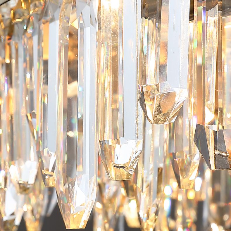 Modern LED Crystal Ring Pendant Chandelier in Gold for Living Room Dining Room