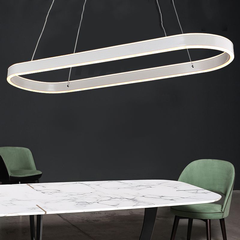 Modern Style Linear Shape Island Lighting Ideas Metal 2 Light Island Pendants in White