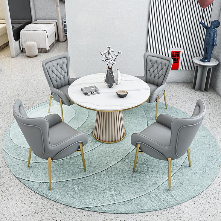 Scandinavian Fixed Dining Room Table Set with Pedestal Base Dining Table Furniture