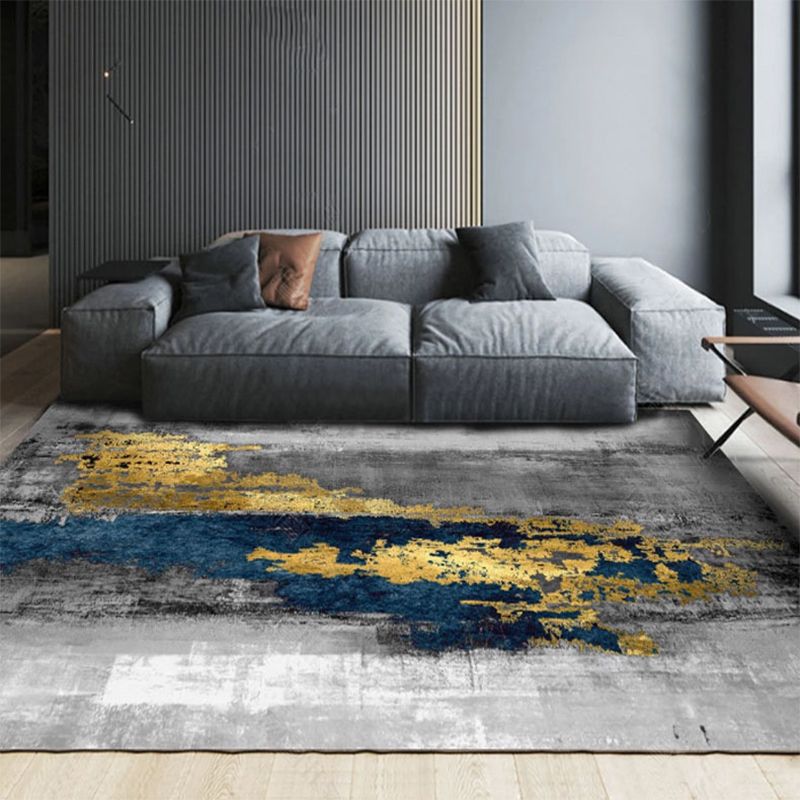 Fancy Modern Carpet Grey Geometric Orint Rug Polyester Anti-Slip Area Rug for Living Room