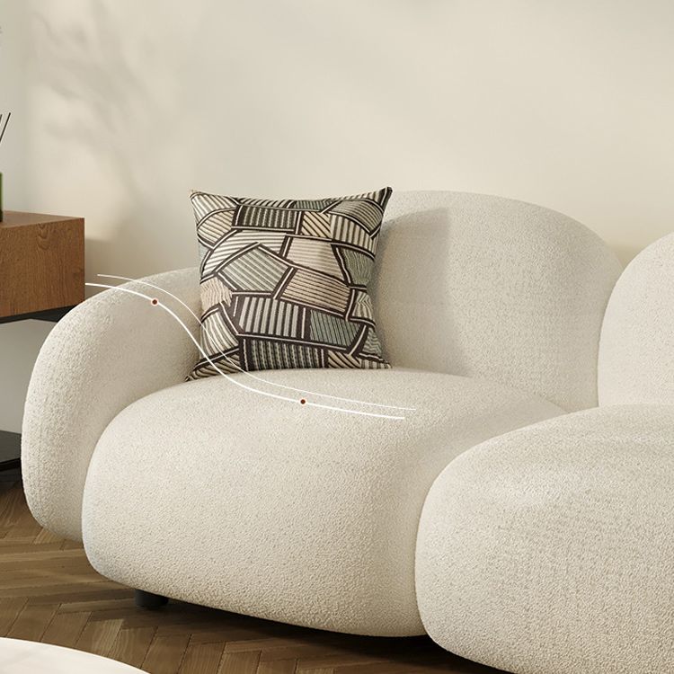 Square Arm Sofa Modern Style Faux Leather & Wool Standard Sofa